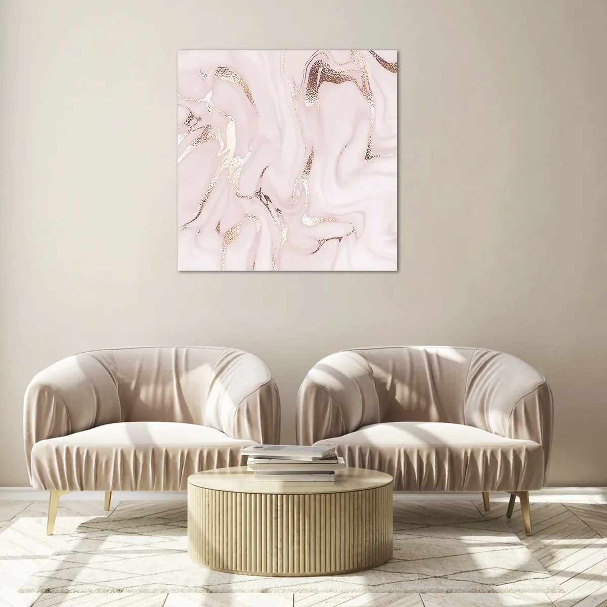 Impression sur verre - Image sur verre - Dans un châle rose - 40x40 cm