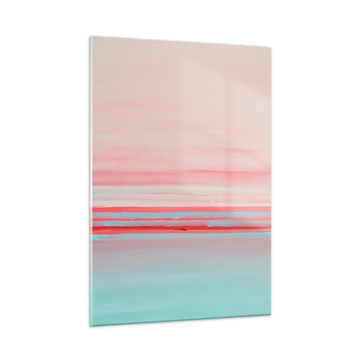 Impression sur verre - Image sur verre - Rayures verticales dans des tons pastel de rose et de bleu - 50x70cm - Abstraction à l'aube - Décoration murale moderne pour le salon et la chambre ARTTOR