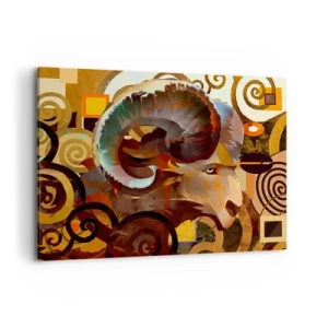 Impression sur toile - Image sur toile - Un bélier symbolique dans une composition abstraite - 120x80cm - Magie - religions - rituels - Décoration murale moderne pour le salon et la chambre ARTTOR