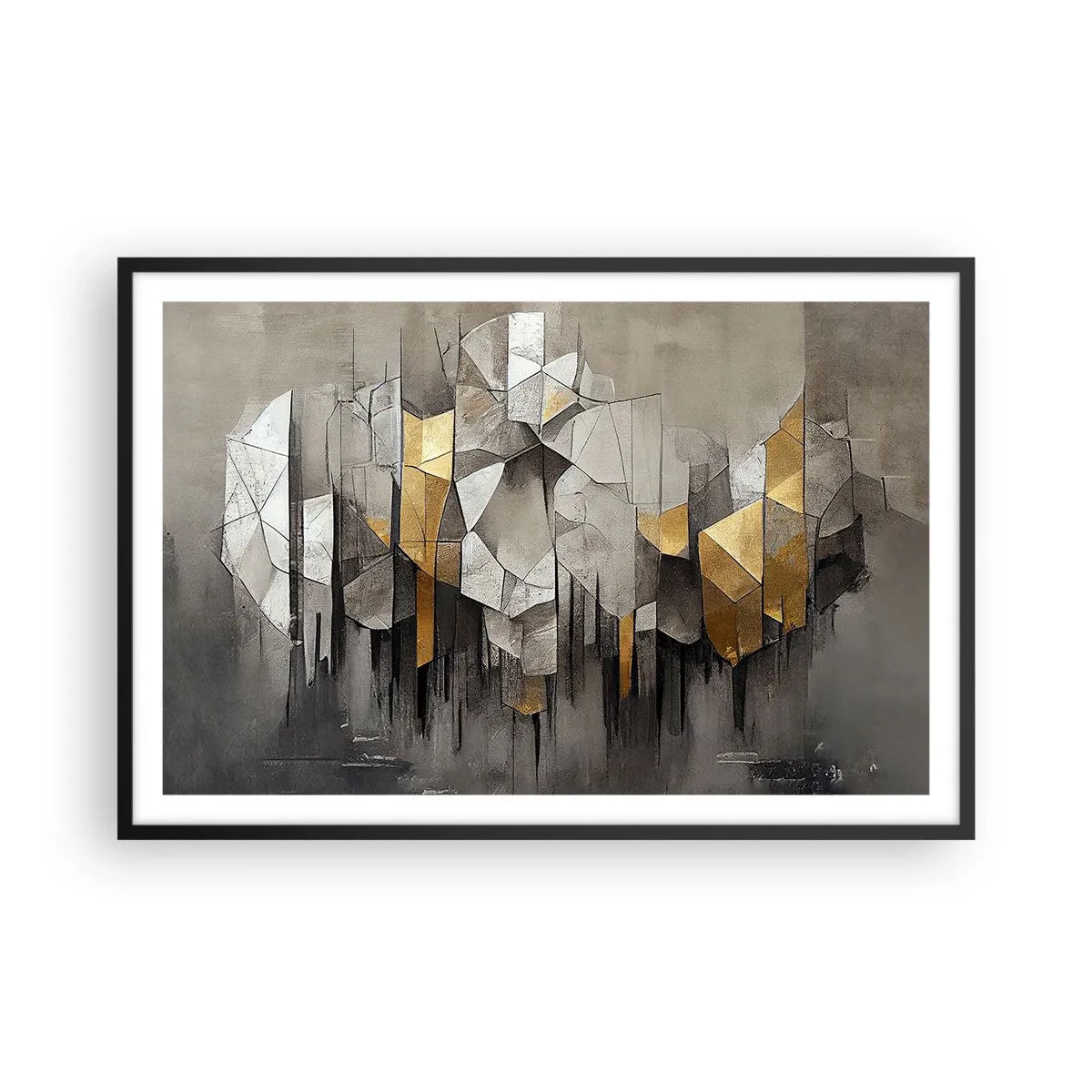 Affiche dans un cadre noir - Poster - Composition de glace et de lumière - 91x61 cm