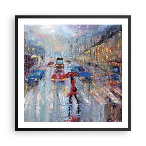 Affiche dans un cadre noir - Poster - Après-midi pluvieux en ville - 60x60 cm