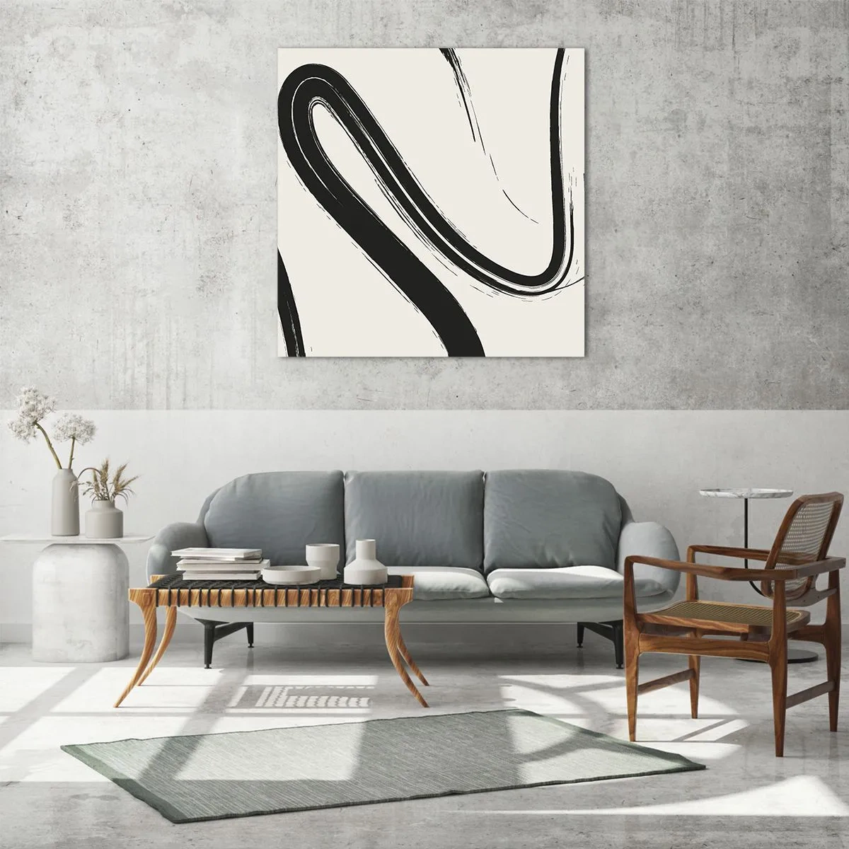 Impression sur verre - Image sur verre - Fantaisie en noir et blanc - 60x60 cm