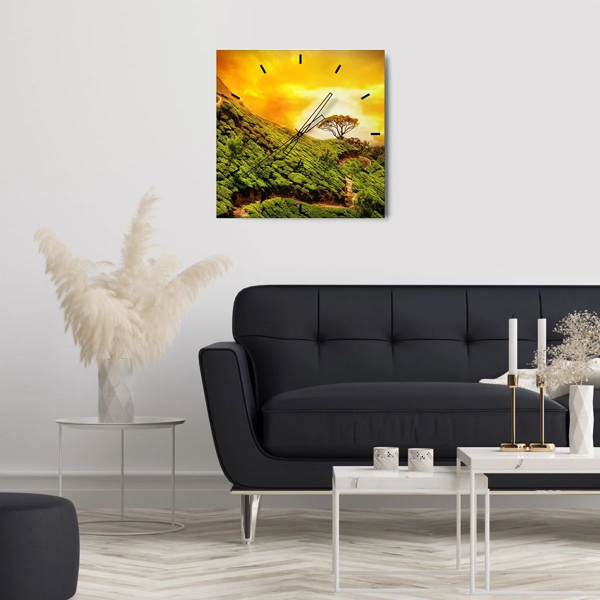 Horloge murale - Pendule murale - Un chemin sinueux, une pente verte - 40x40 cm