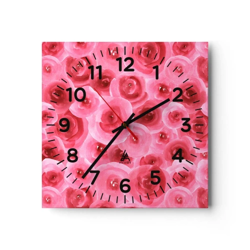 Horloge murale - Pendule murale - Roses en-haut et en-bas - 30x30 cm