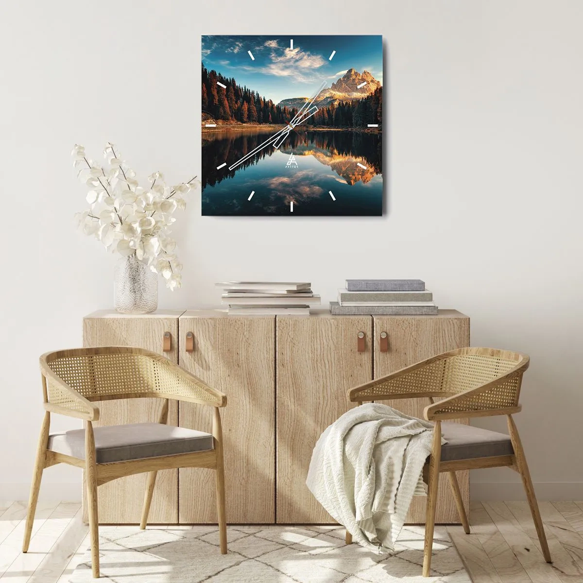 Horloge murale - Pendule murale - Double paysage - 40x40 cm