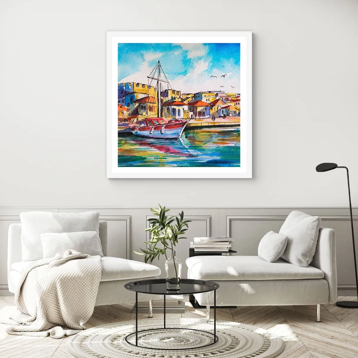 Affiche dans un cadre blanc - Poster - Après-midi arc-en-ciel - 60x60 cm