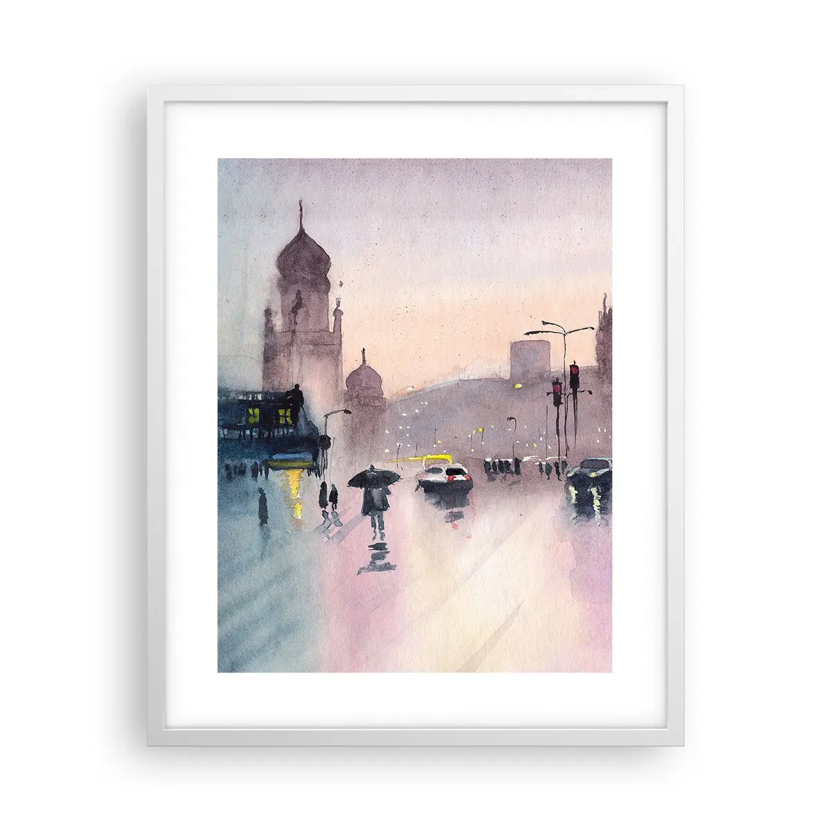 Affiche dans un cadre blanc - Poster - Dans une brume pluvieuse - 40x50 cm