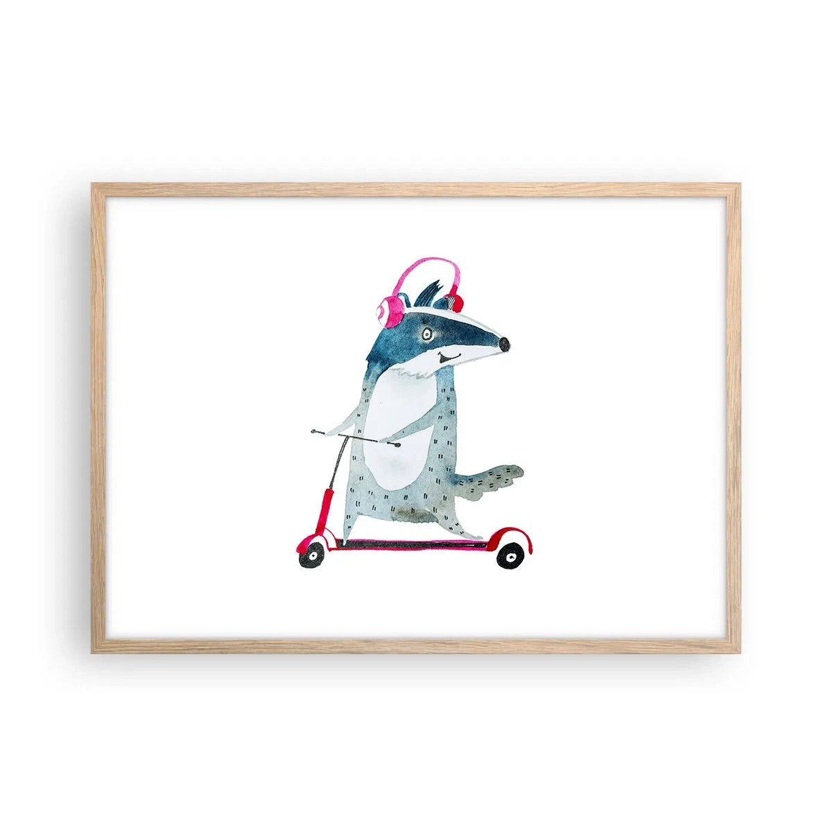 Affiche dans un chêne clair - Poster - La joie du blaireau - 70x50 cm