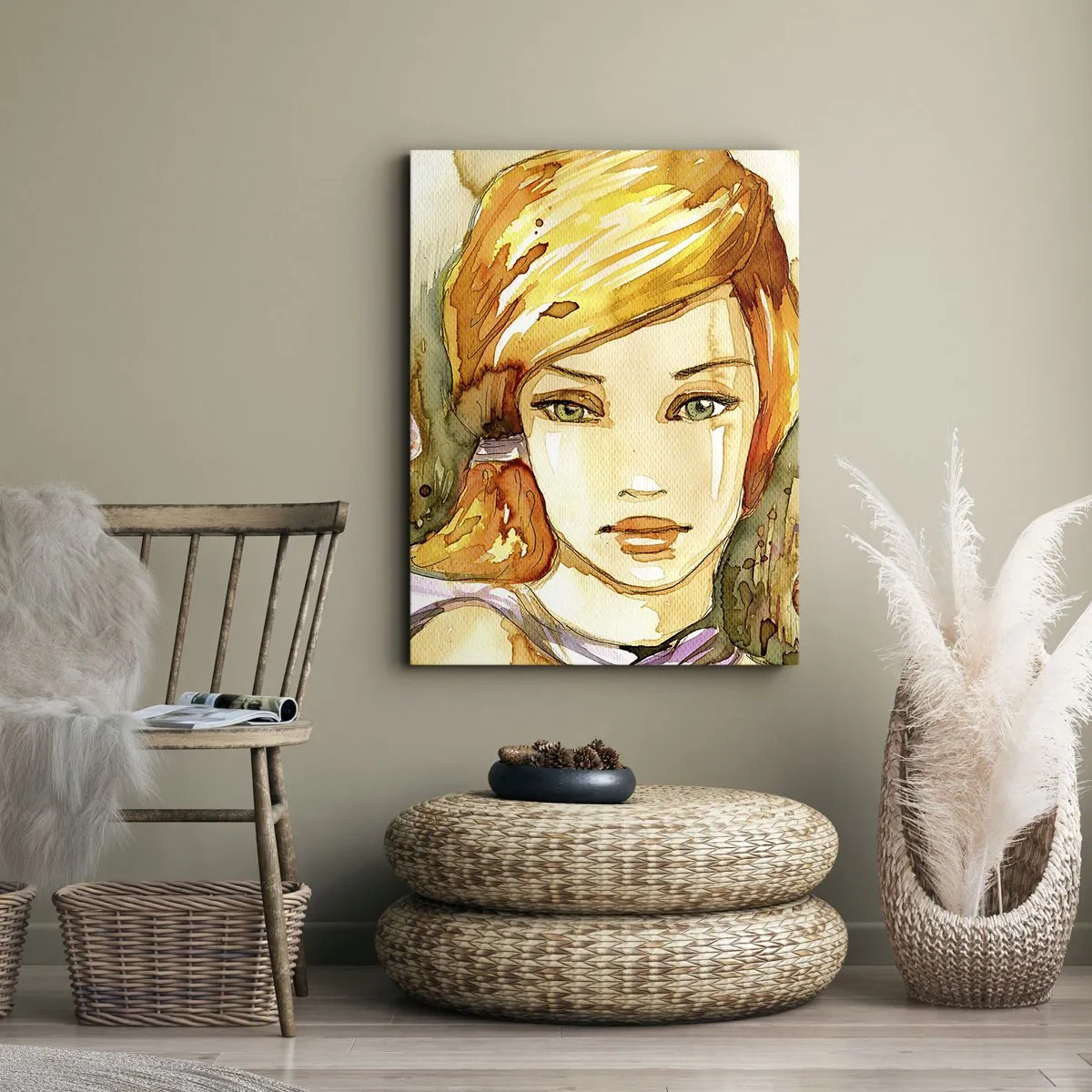 Impression sur toile - Image sur toile - Un regard émeraude qui calme la colère - 65x120 cm