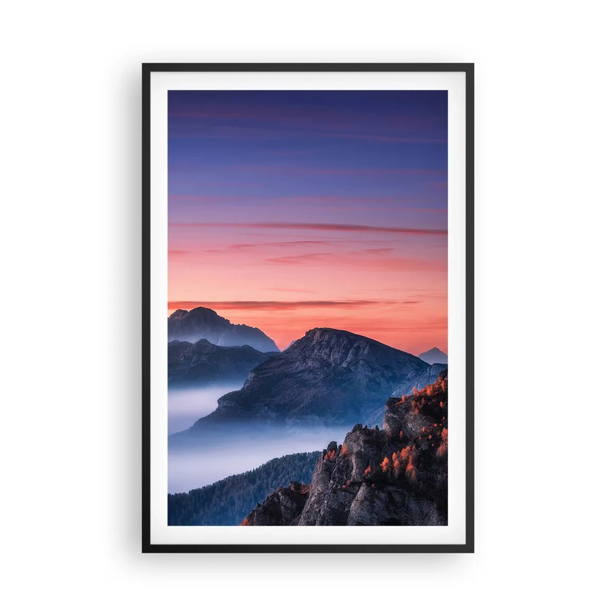 Affiche dans un cadre noir - Poster - Au-dessus des vallées - 61x91 cm