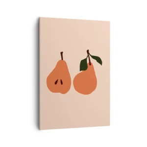 Impression sur toile - Image sur toile - Une illustration minimaliste de deux poires sur fond beige. - 50x70cm - La douceur elle-même - Décoration murale moderne pour le salon et la chambre ARTTOR