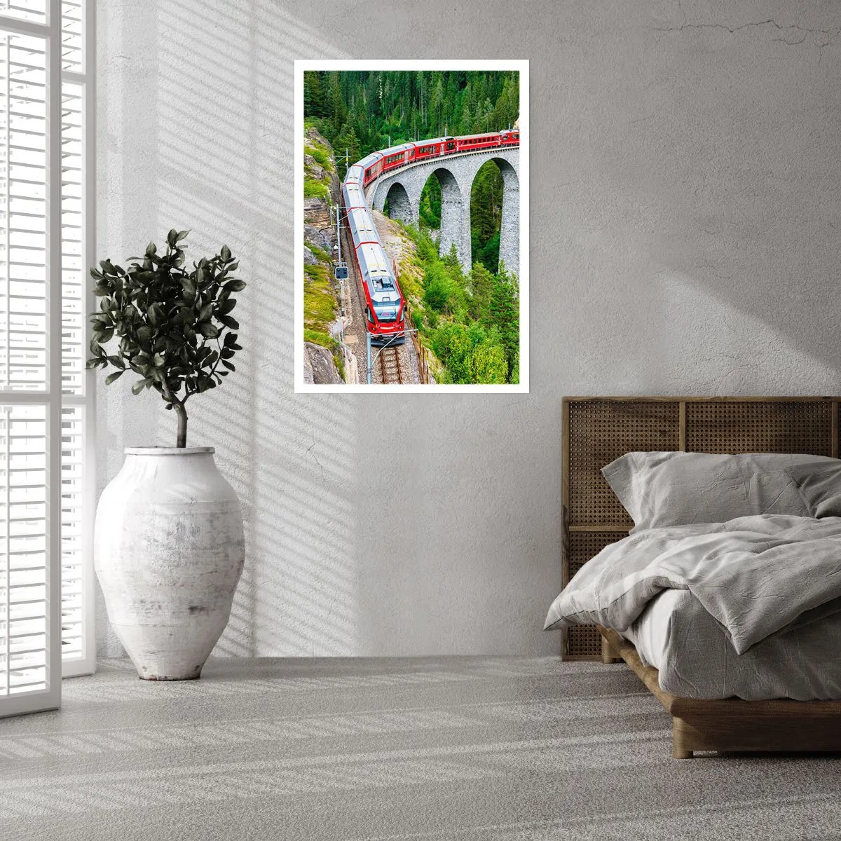 Affiche - Poster - Chemin de fer avec vue sur la montagne - 70x100 cm