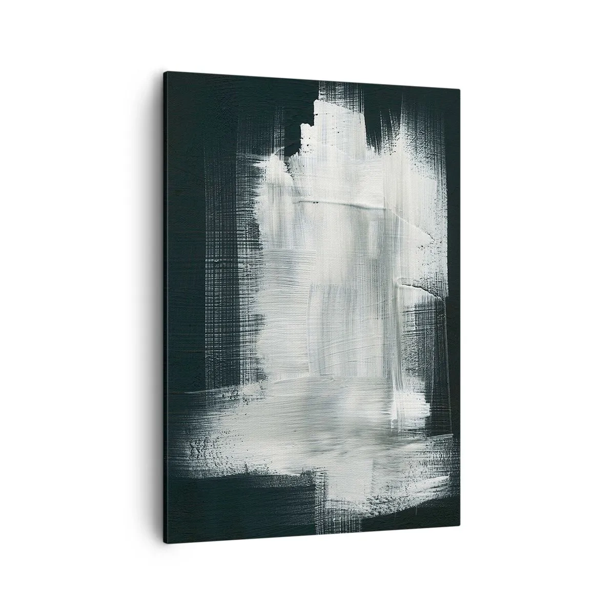 Impression sur toile - Image sur toile - Traits abstraits blancs sur fond sombre - 50x70cm - Tissé à la verticale et à l'horizontale - Décoration murale moderne pour le salon et la chambre ARTTOR