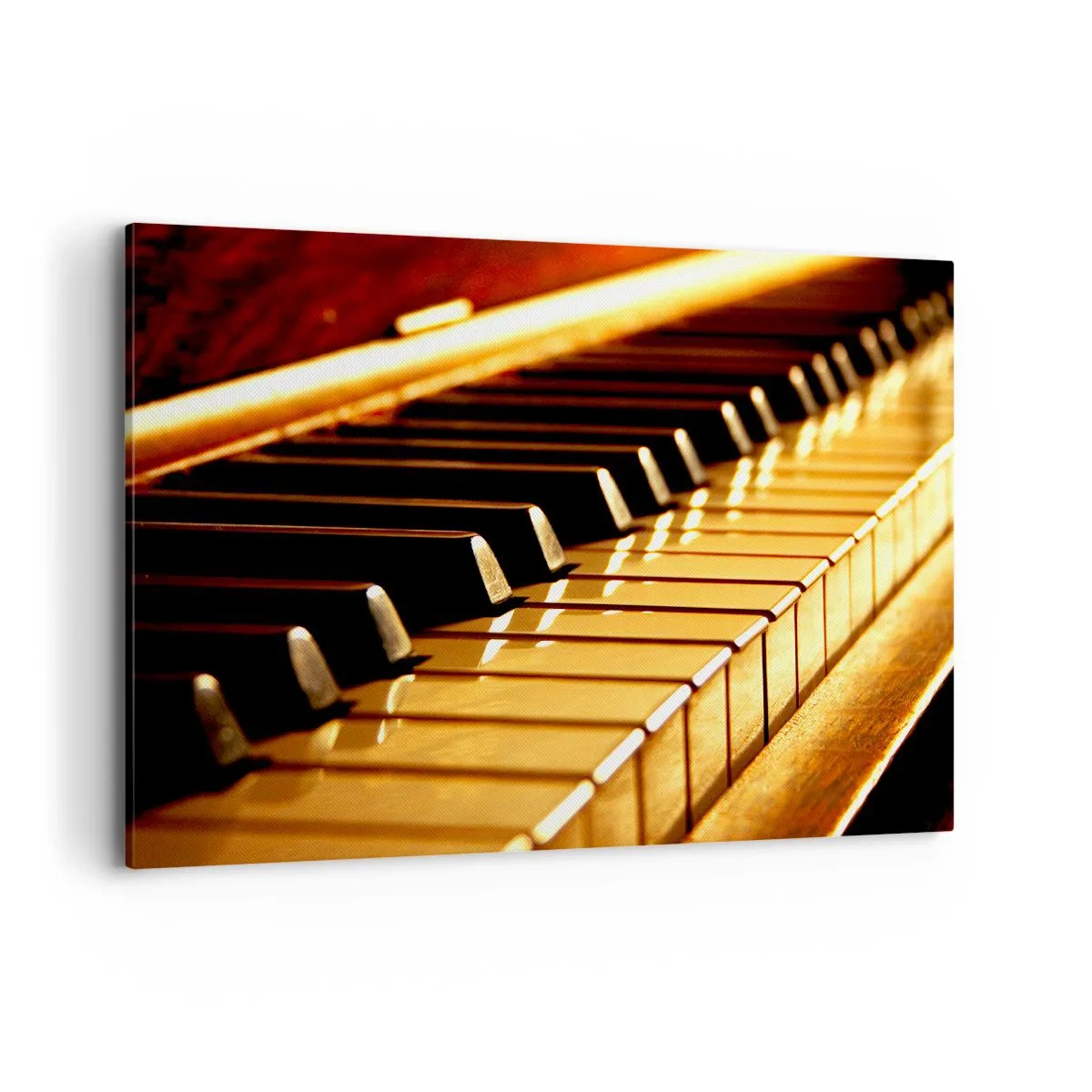 Impression sur toile - Image sur toile - Clavier de piano sous un éclairage doré - 120x80cm - Des possibilités infinies - Décoration murale moderne pour le salon et la chambre ARTTOR