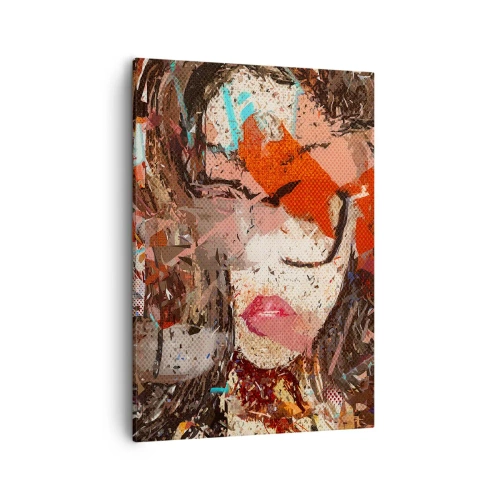 Impression sur toile - Image sur toile - Portrait abstrait d'une femme aux couleurs intenses - 50x70cm - Personne ne sait ce que tu es vraiment - Décoration murale moderne pour le salon et la chambre ARTTOR