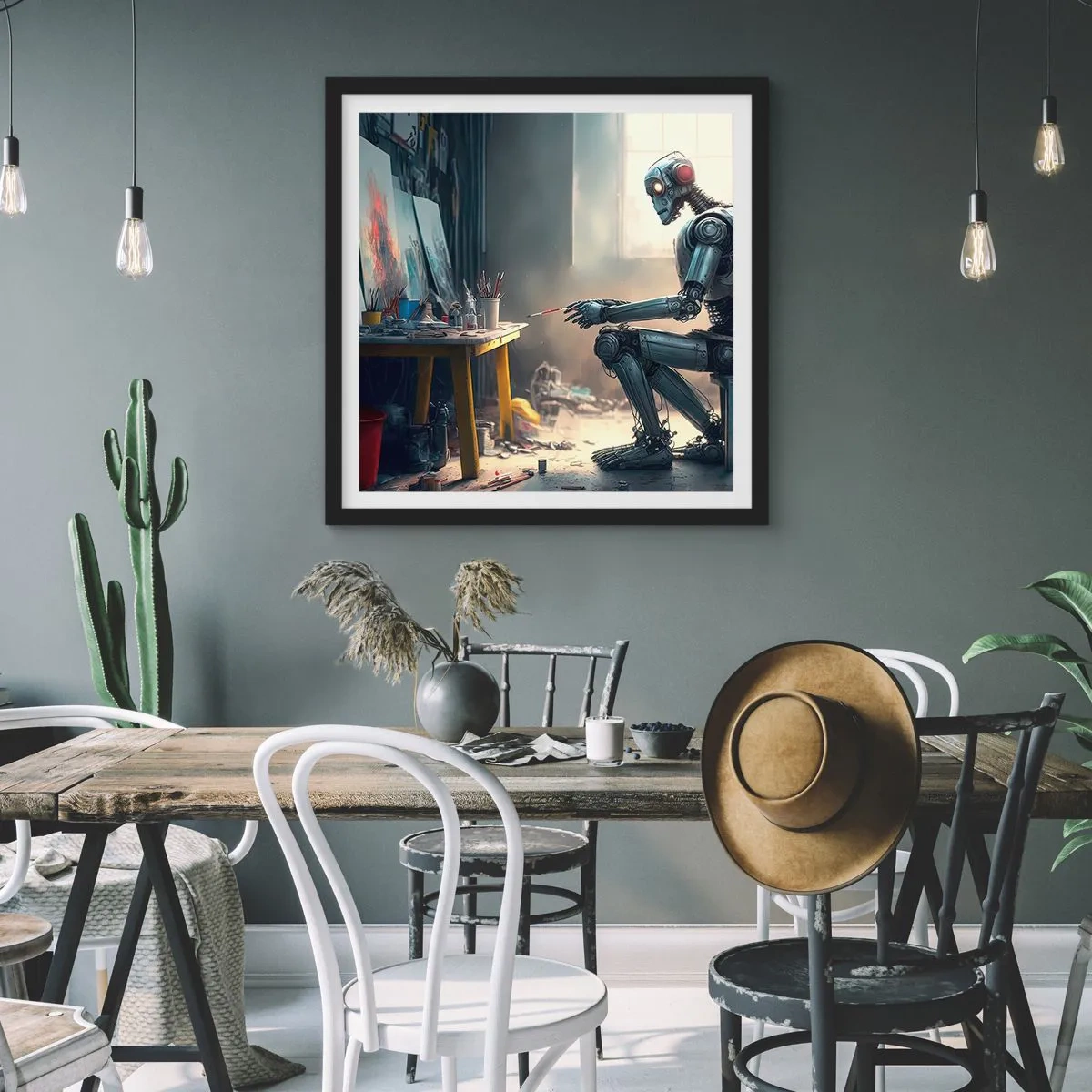 Affiche dans un cadre noir - Poster - L'acte de création - 40x40 cm