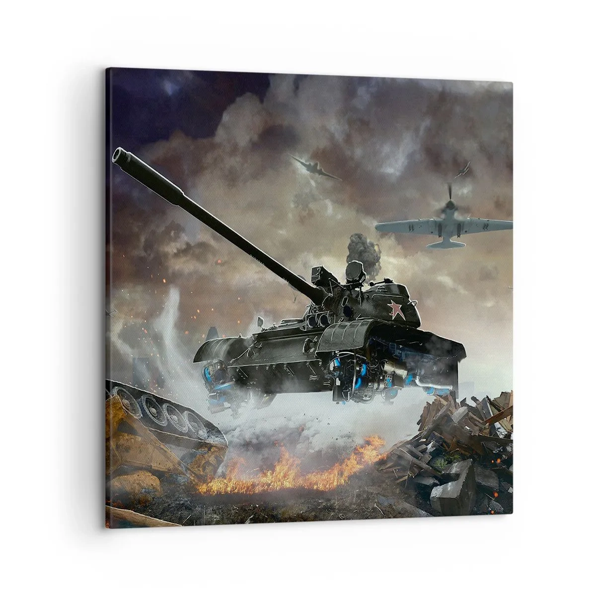 Impression sur toile - Image sur toile - La bataille est terrible et belle - 50x50 cm