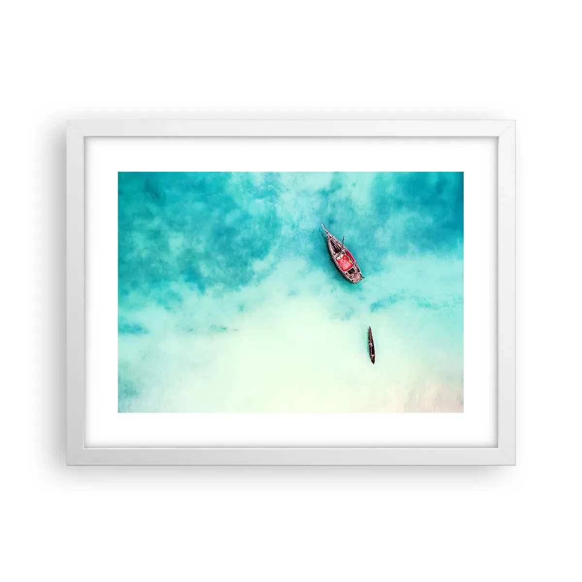 Affiche dans un cadre blanc - Poster - Car sur les plages de Zanzibar, quand il y a un débordement d'eau... - 40x30 cm