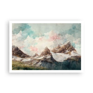 Affiche - Poster - Montagnes pittoresques au ciel pastel - 100x70cm - Lames de roche - Décoration murale moderne pour le salon et la chambre ARTTOR