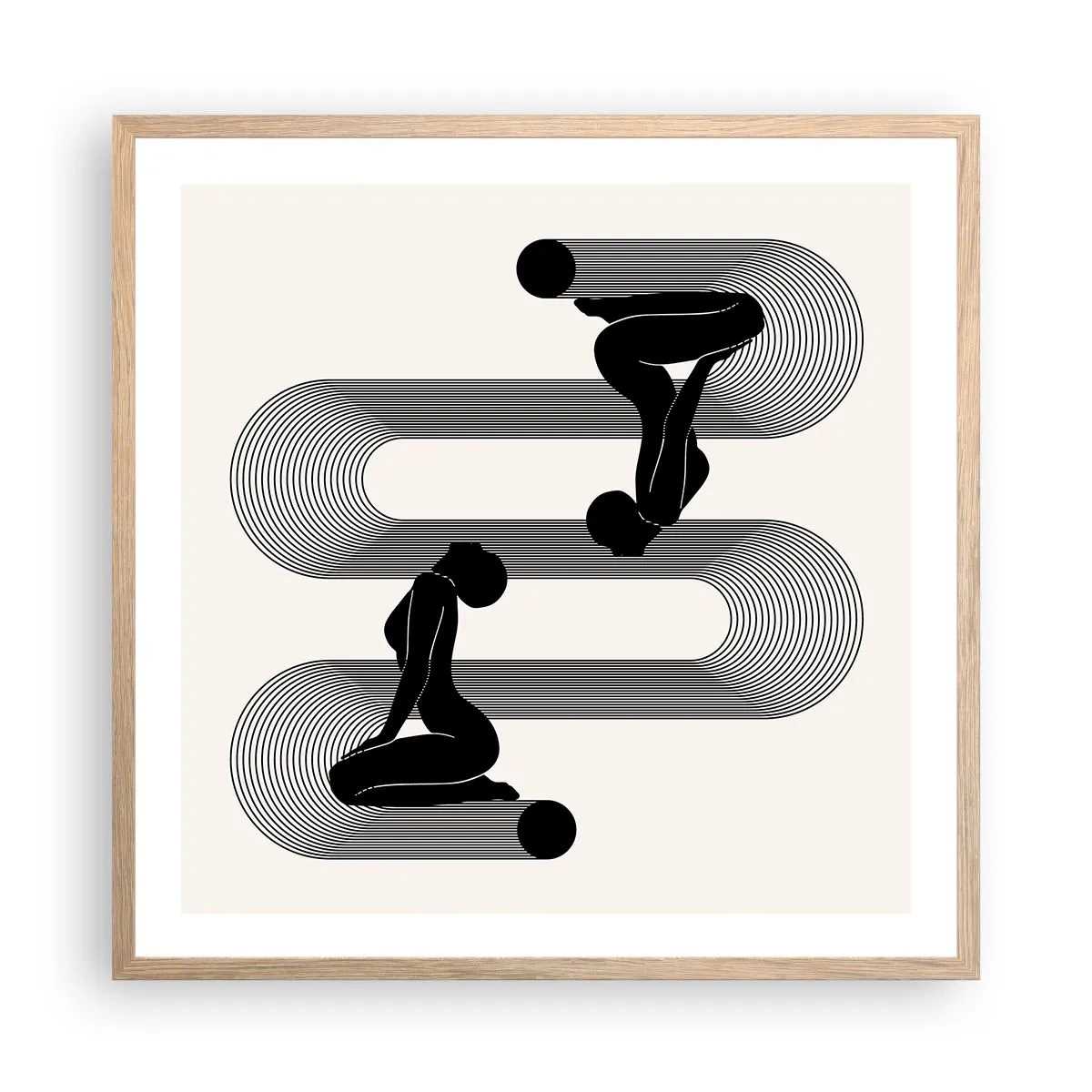 Affiche dans un chêne clair - Poster - Symétrie sensuelle - 60x60 cm
