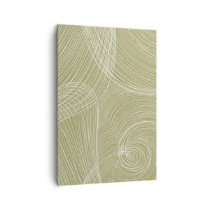 Impression sur toile - Image sur toile - Lignes vertes et blanches dans une composition abstraite - 70x100cm - Abstraction complexe de blanc - Décoration murale moderne pour le salon et la chambre ARTTOR