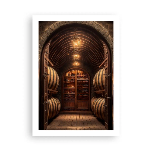 Affiche - Poster - Cave à vin élégante avec fûts en bois - 50x70cm - Cave climatisée - Décoration murale moderne pour le salon et la chambre ARTTOR