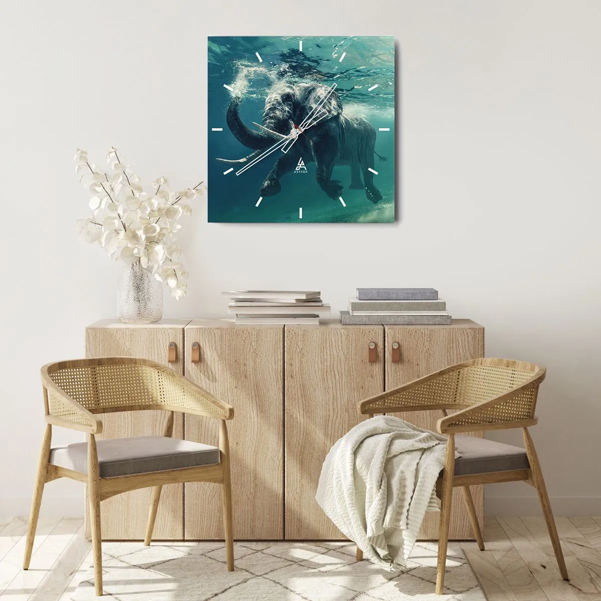 Horloge murale - Pendule murale - Tout le monde aime nager - 40x40 cm