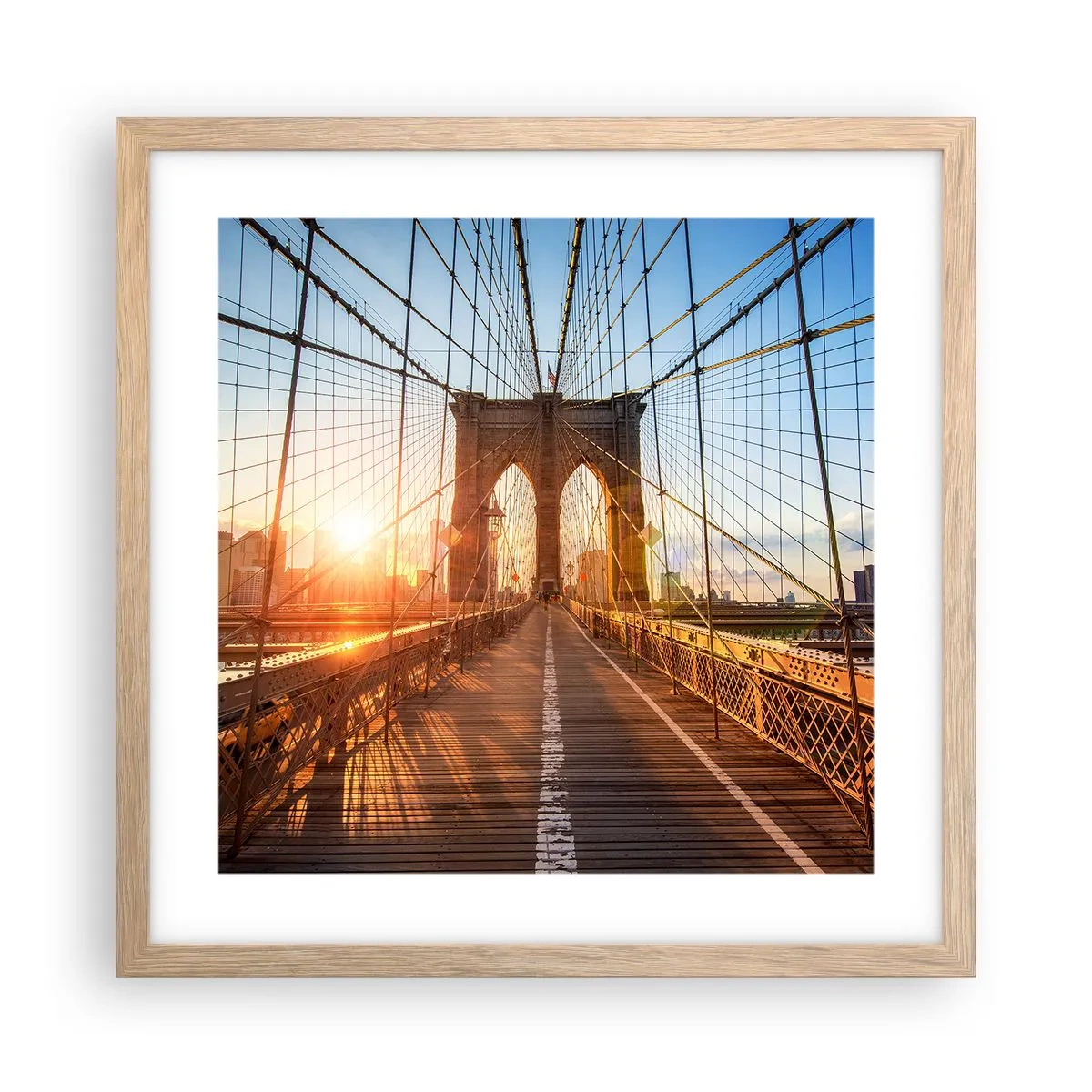 Affiche dans un chêne clair - Poster - Sur le pont d'or - 40x40 cm