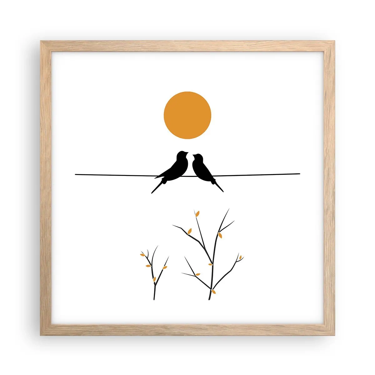 Affiche dans un chêne clair - Poster - Soirée pour rossignols - 40x40 cm