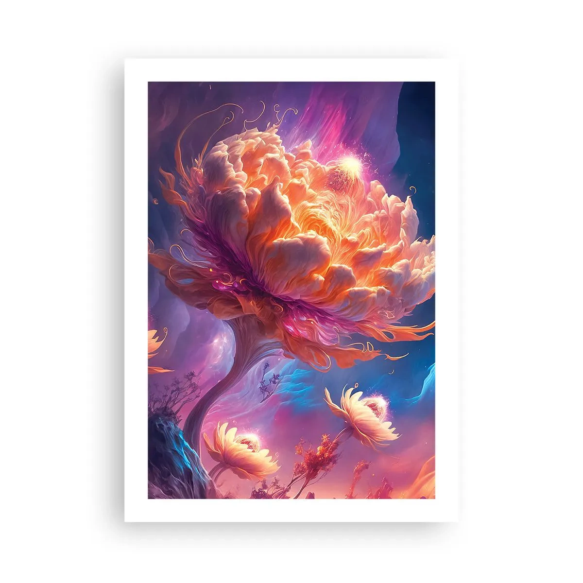 Affiche - Poster - Un arbre fantastique en forme de fleur en fleurs - 50x70cm - Un autre monde - Décoration murale moderne pour le salon et la chambre ARTTOR
