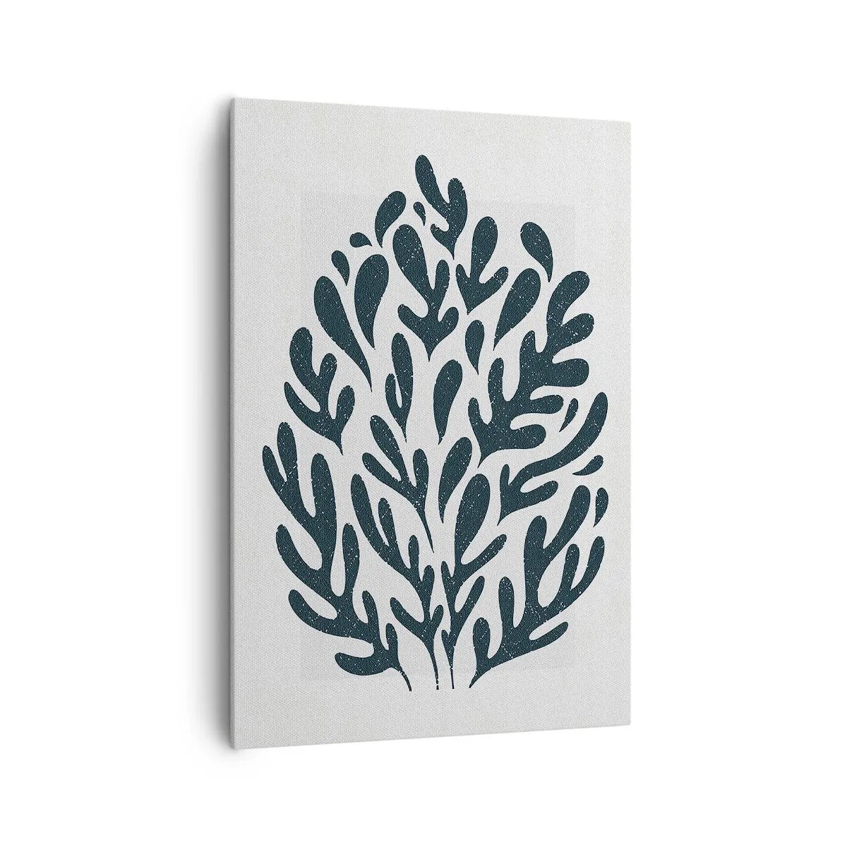 Impression sur toile - Image sur toile - Motif de feuille abstrait sombre sur fond clair - 70x100cm - Formes de la nature - Décoration murale moderne pour le salon et la chambre ARTTOR