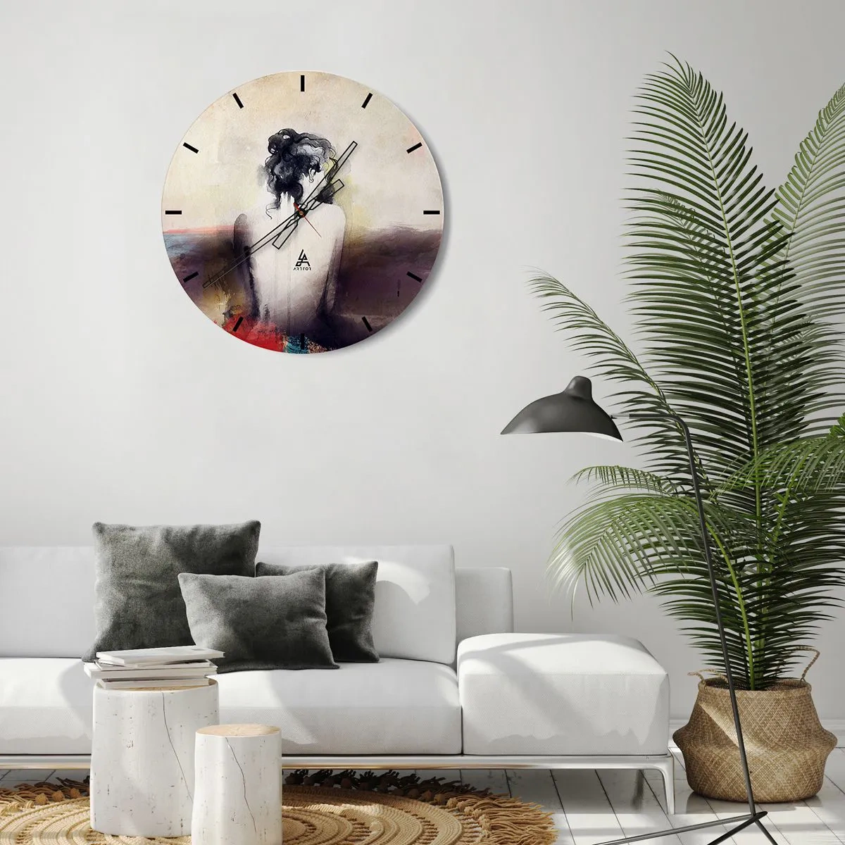 Horloge murale - Pendule murale - Lignes lisses, formes ovales - 40x40 cm