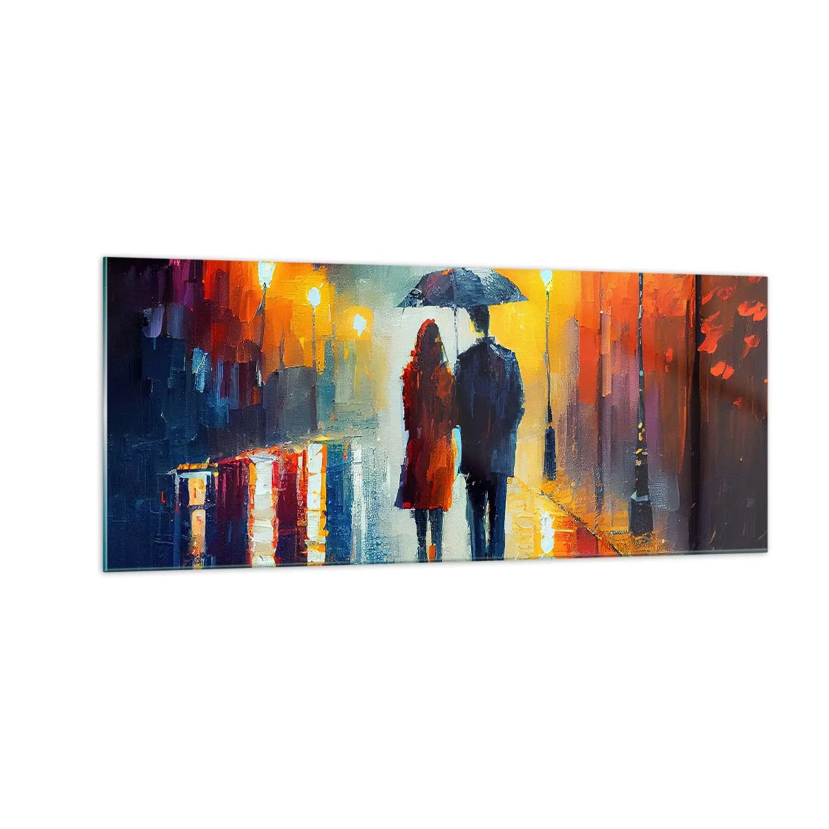 Impression sur verre - Image sur verre - Ensemble – une nuit colorée - 100x40 cm