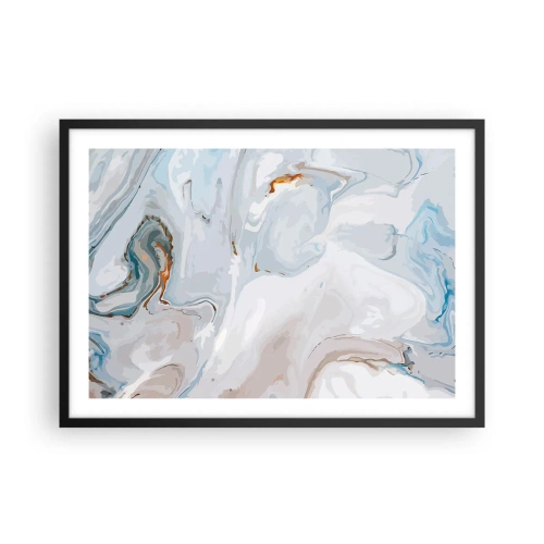 Affiche dans un cadre noir - Poster - Vagues abstraites dans des tons de bleu et de blanc - 70x50cm - Blanc surélevé - Décoration murale moderne pour le salon et la chambre ARTTOR