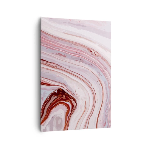 Impression sur toile - Image sur toile - Motif abstrait en rose et blanc - 70x100cm - Tout droit, puis tout en bas - Décoration murale moderne pour le salon et la chambre ARTTOR