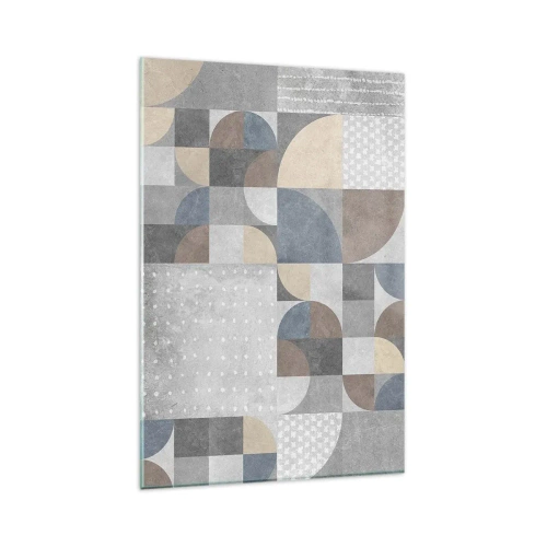 Impression sur verre - Image sur verre - Motif géométrique dans des tons pastel - 80x120cm - Fantaisie de la céramique - Décoration murale moderne pour le salon et la chambre ARTTOR