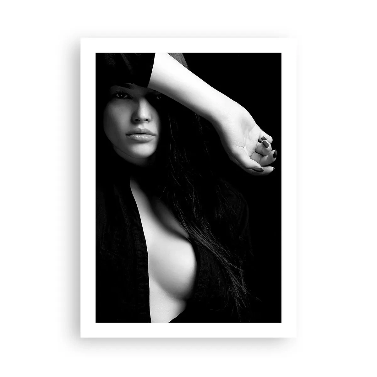 Affiche - Poster - Photographie en noir et blanc d'une femme au regard mystérieux - 50x70cm - École de séduction - Décoration murale moderne pour le salon et la chambre ARTTOR