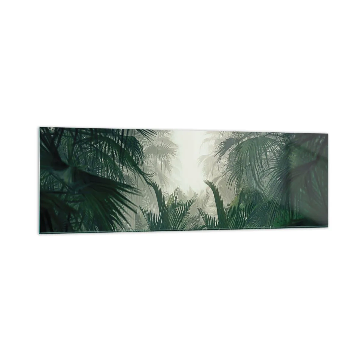 Impression sur verre - Image sur verre - Végétation tropicale dans un épais brouillard de forêt tropicale - 160x50cm - Secret tropical - Décoration murale moderne pour le salon et la chambre ARTTOR