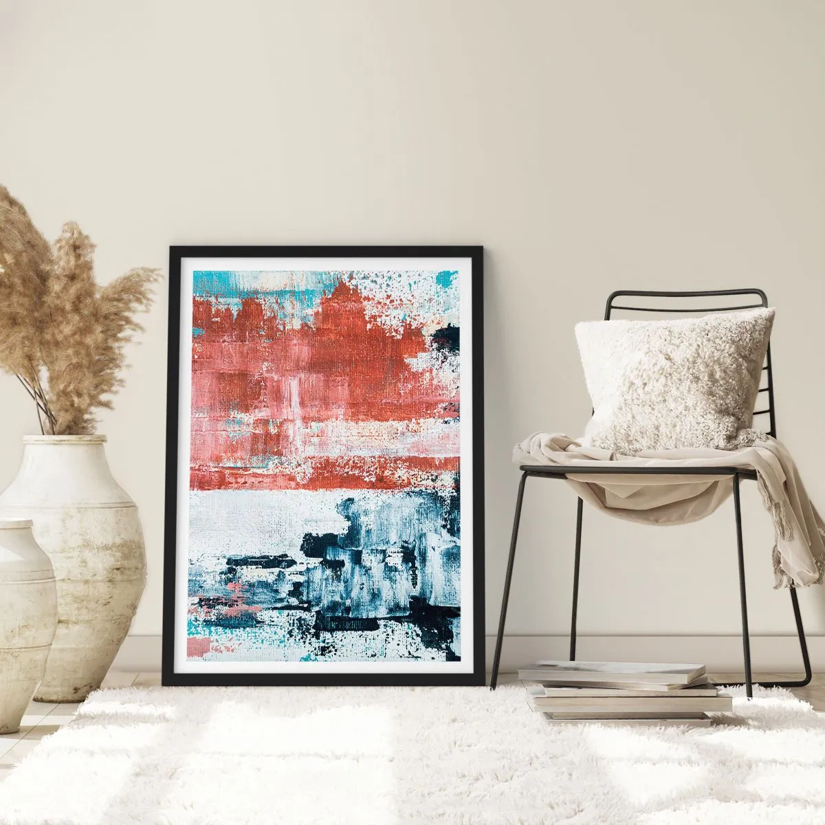 Affiche dans un cadre noir - Poster - Moitié-moitié abstrait - 40x50 cm