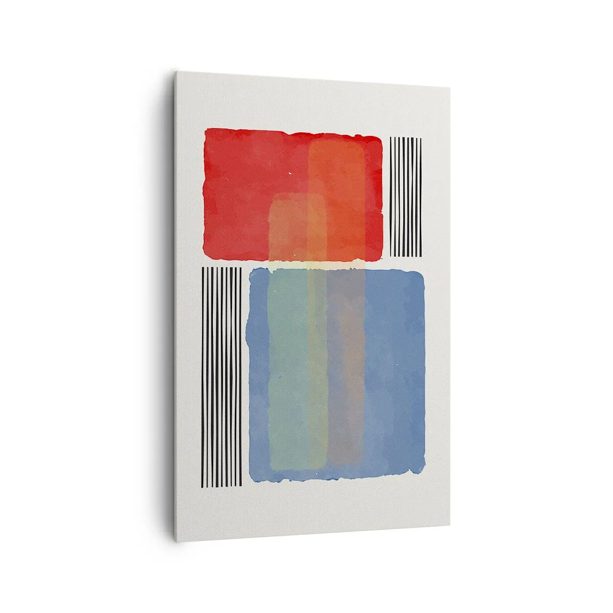 Impression sur toile - Image sur toile - Composition géométrique avec des blocs et des lignes colorés - 80x120cm - Esprit et lettre de la géométrie - Décoration murale moderne pour le salon et la chambre ARTTOR