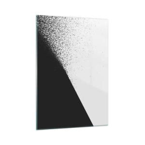 Impression sur verre - Image sur verre - Une composition minimaliste en noir et blanc avec un effet de désintégration - 50x70cm - De plus en plus vite, de plus en plus - Décoration murale moderne pour le salon et la chambre ARTTOR