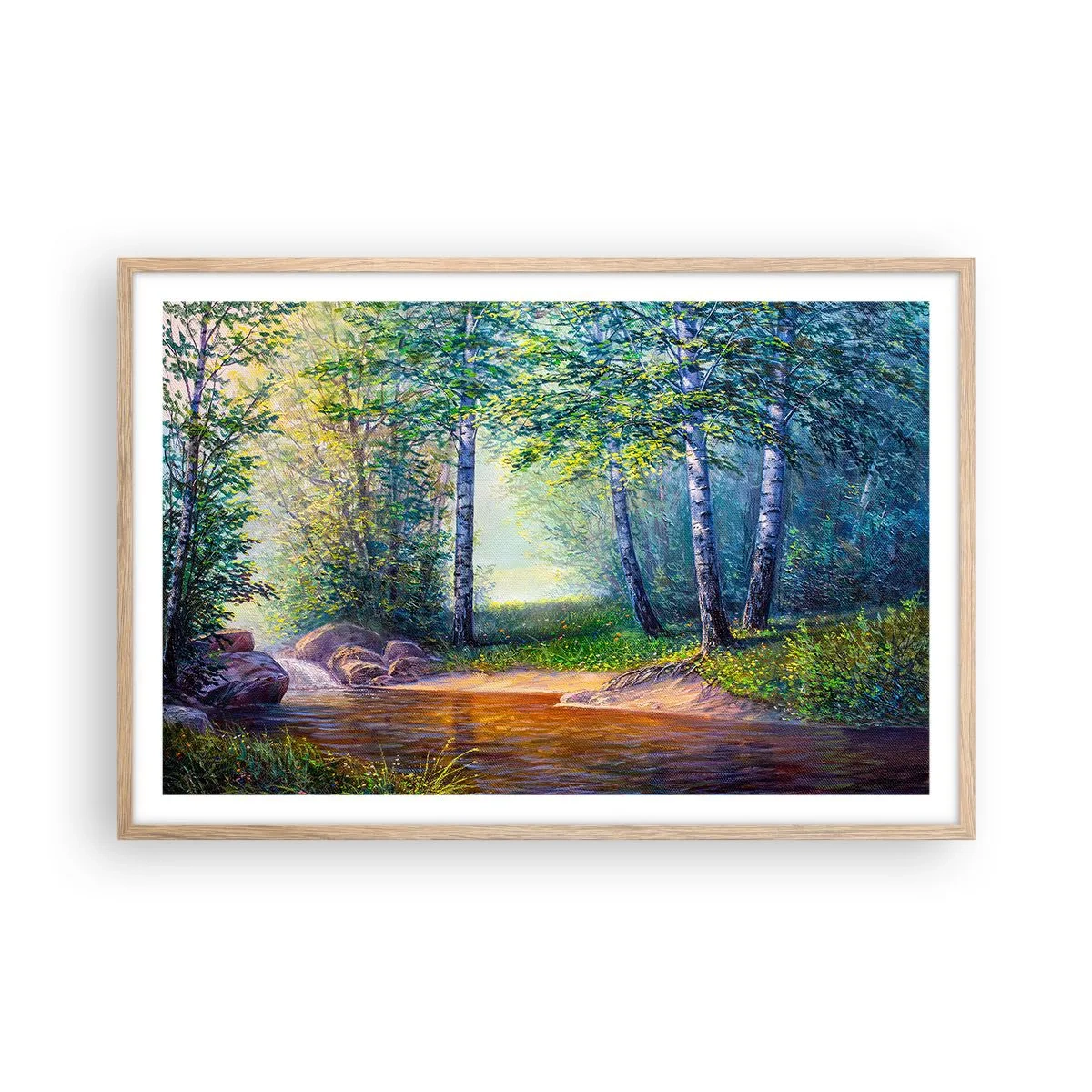 Affiche dans un chêne clair - Poster - Paysage idyllique - 91x61 cm