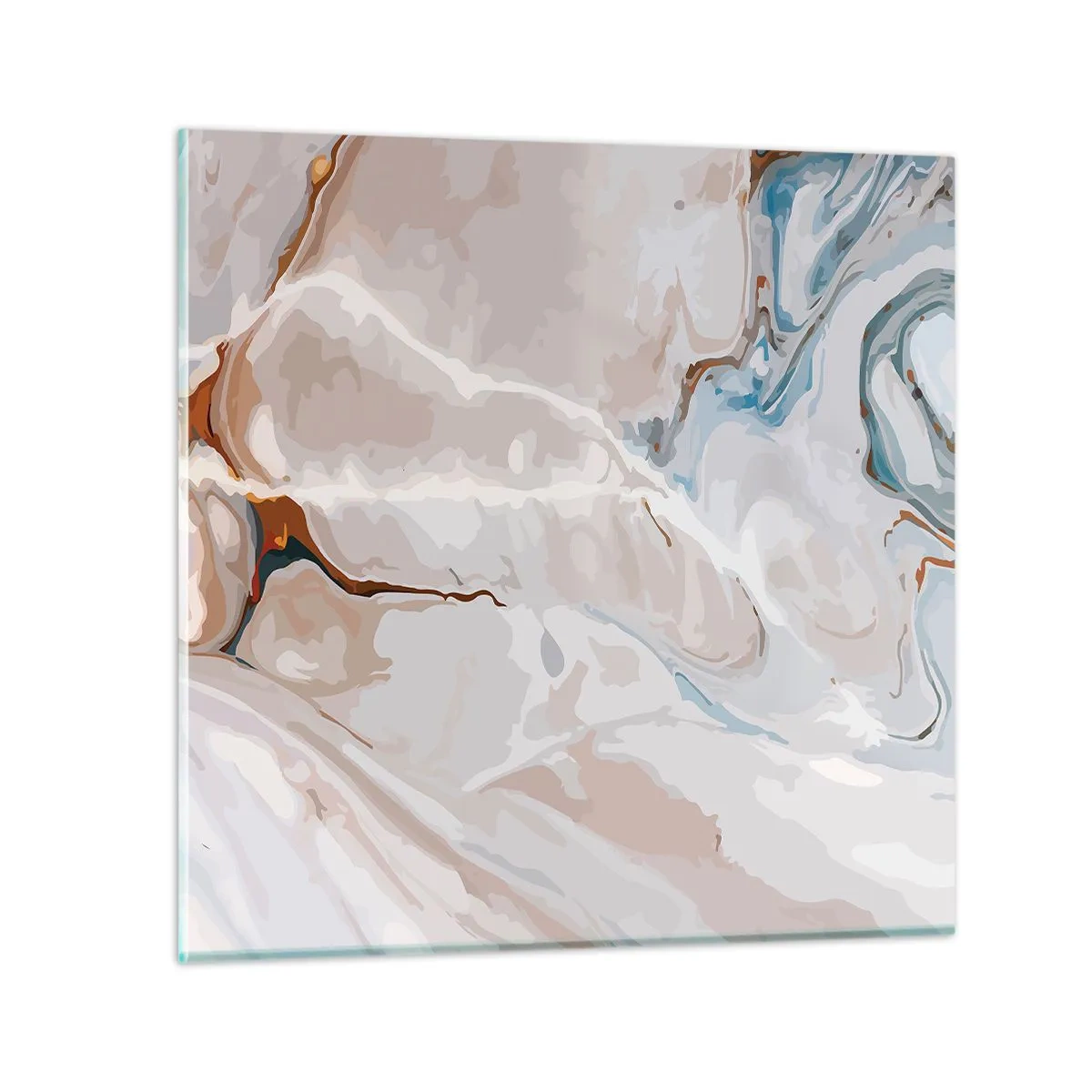 Impression sur verre - Image sur verre - Le bleu serpente sous le blanc - 60x60 cm