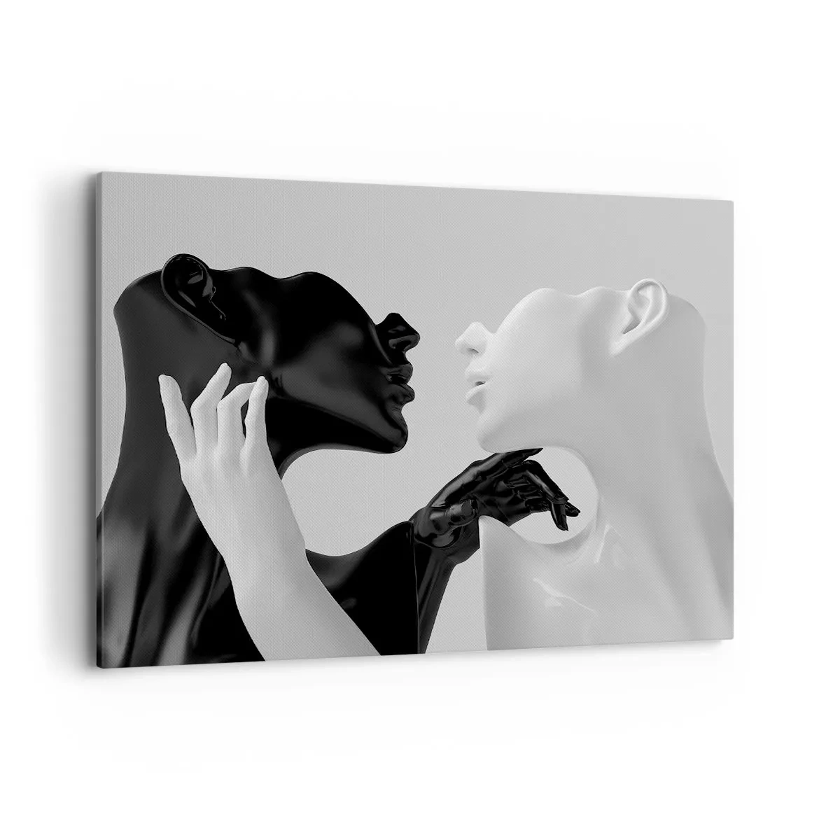 Impression sur toile - Image sur toile - Silhouettes noires et blanches en gros plan dynamique - 120x80cm - Attraction - désir - Décoration murale moderne pour le salon et la chambre ARTTOR
