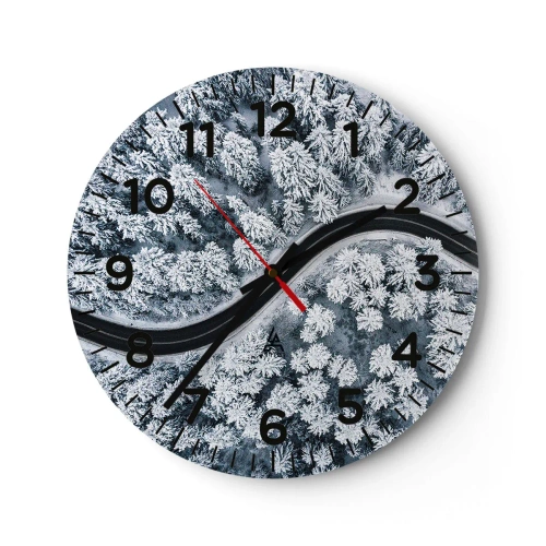 Horloge murale - Pendule murale - À travers une forêt d'hiver - 30x30 cm
