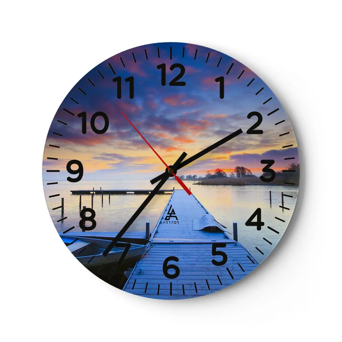 Horloge murale - Pendule murale - Calme violet-doré - 40x40 cm