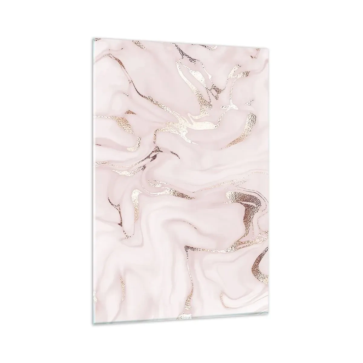Impression sur verre - Image sur verre - Abstraction élégante dans des tons de rose et d'or - 80x120cm - Dans un châle rose - Décoration murale moderne pour le salon et la chambre ARTTOR