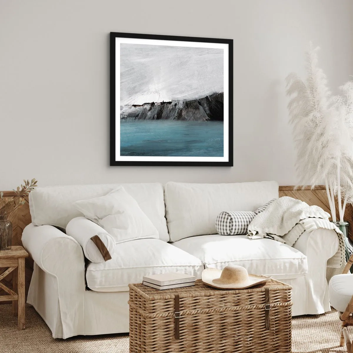 Affiche dans un cadre noir - Poster - Eau – terre : choc des éléments - 60x60 cm