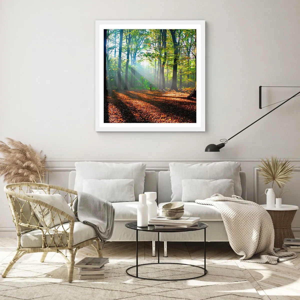 Affiche dans un cadre blanc - Poster - Ombres et lumières - 30x30 cm