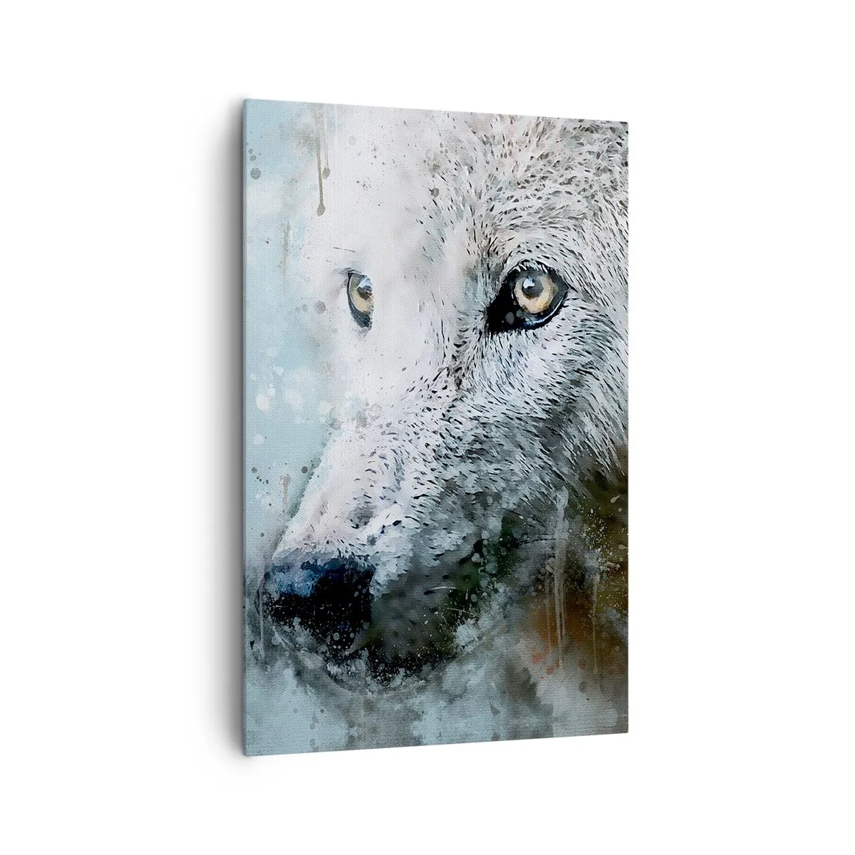 Impression sur toile - Image sur toile - Portrait à l'aquarelle d'un loup - 80x120cm - Rencontrez l'âme du loup - Décoration murale moderne pour le salon et la chambre ARTTOR